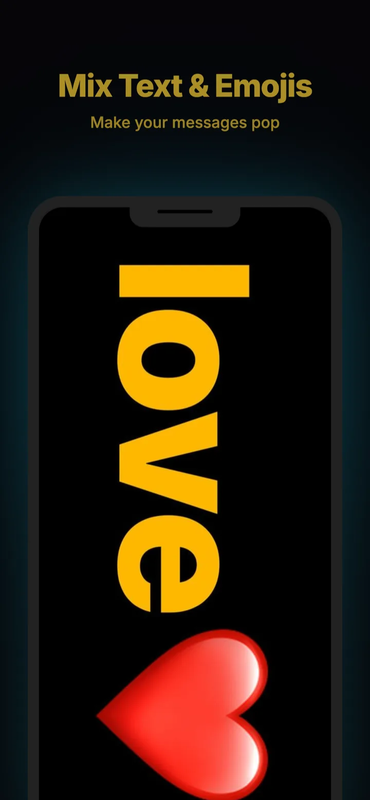 普通模式下巨大 love 文字与爱心 Emoji