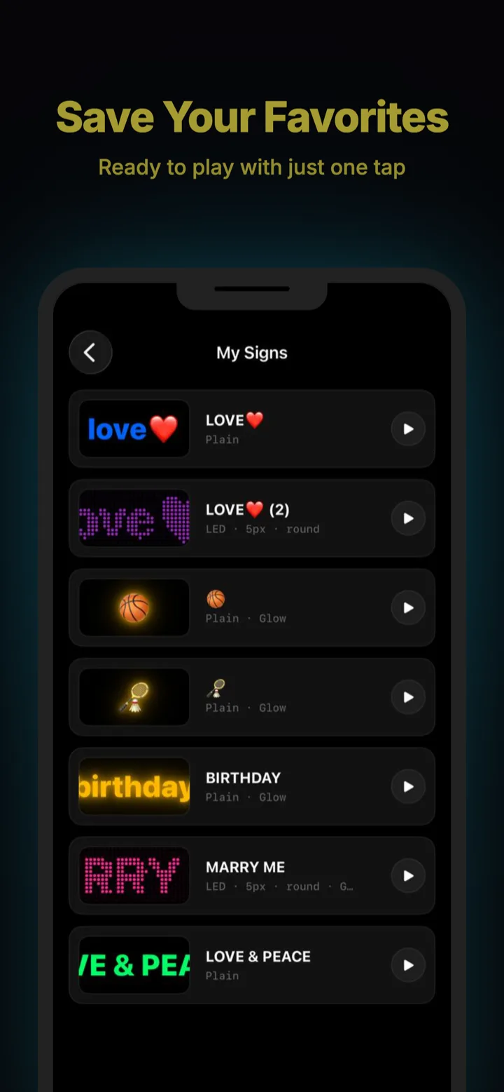 已保存的预设列表